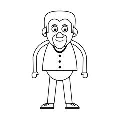 Cute grandfather cartoon walking stick icon vector illustration graphic design