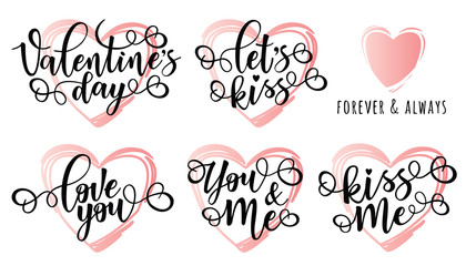 Inspirational lettering motivation posters set for Valentine's Day