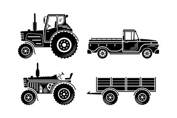 Set of agricultural transport icon.