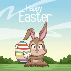 Happy easter card cartoon icon vector illustration graphic design