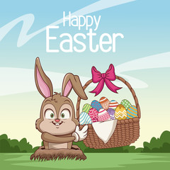 Happy easter card cartoon icon vector illustration graphic design