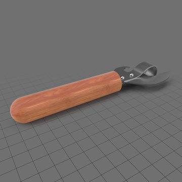 Manual can opener with wood handle