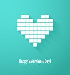 Valentines day card with abstract pixel heart.