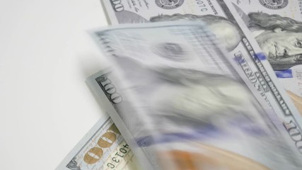 Dollar bills, money background. Dollars money set with count to bills of one hundred dollars. Portrait of George Washington closeup on the bills for a hundred dollars. Dollars, money close up.