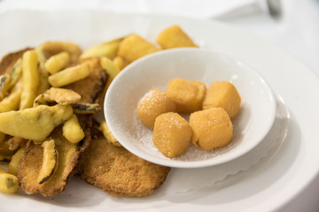 vegetables and breaded cream and fried