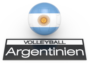 Volleyball mit Argentinien Flagge, Deutsche Version, 3D-Rendering