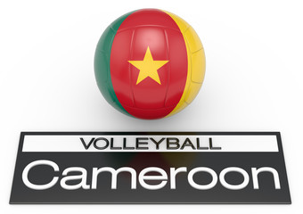Volleyball mit Kamerun Flagge, 3D-Rendering