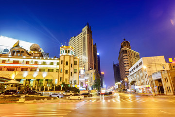 Cityscape of Shenyang. Located in Zhongshan Square, Shenyang downtown, Liaoning, China.