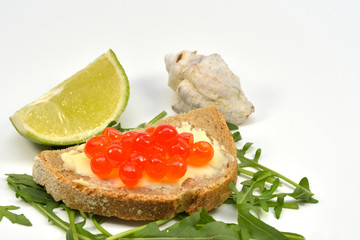 Fresh Salmon Raw Roe Sandwich