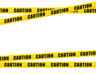 yellow caution tape, isolated on white background 