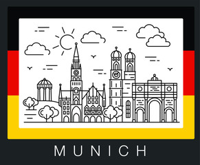 Munich, Germany. Illustration of city sights