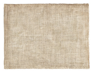 Background and texture of natural brown Sackcloth with Stitches Seam isolated on white background and with clipping path.