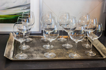 Tray Of Twelve Wine Glasses