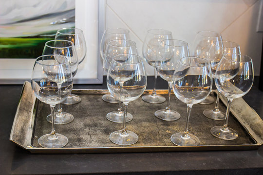 Tray Of Twelve Wine Glasses