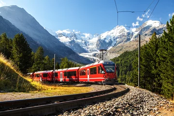 Türaufkleber train in the scenic swiss alps around bernina and moteratsch glacier © sculpies