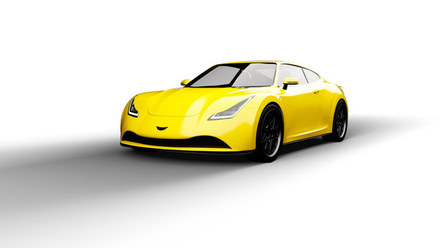 Yellow Sports Car Isolated On White Background