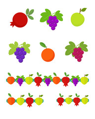 Fruits set and garlands