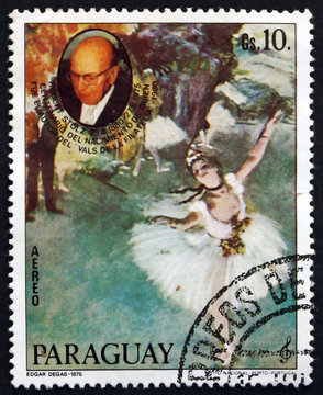 Postage stamp Paraguay 1980 Painting of Ballerina by Edgar Degas