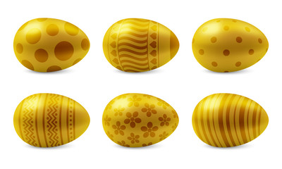 Vector set of realistic happy easter eggs isolated.