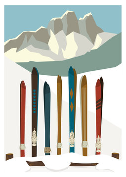 sci appoggiati al rifugio