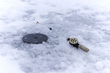 Fishing in the winter on the river