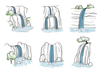 Vector illustration of waterfall.