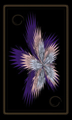 Tarot cards - back design.  Abstract pattern. Three flowers