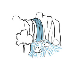 Vector illustration of waterfall.