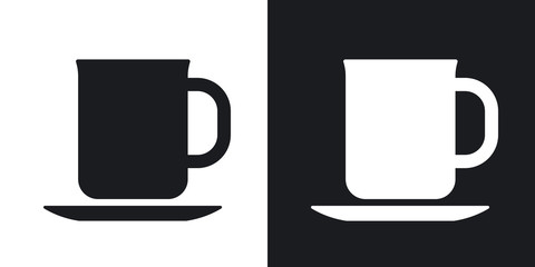 Vector tea cup icon. Two-tone version on black and white background