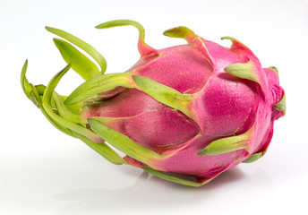 vivid of dragon fruit, bright color of dragon fruit isolate on white background with clipping path,...
