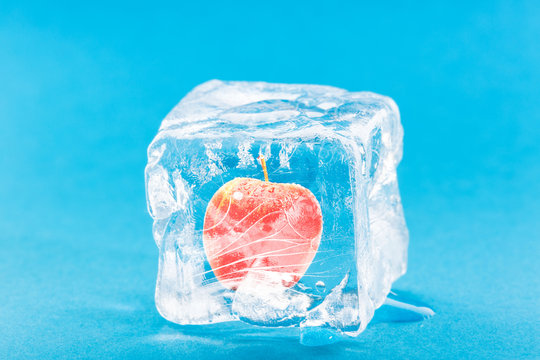 Apple Frozen Inside Ice Cube