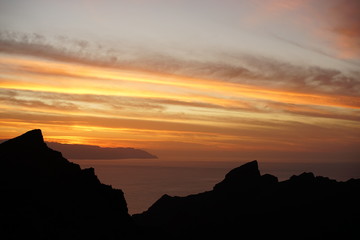 Beautiful summer landscape in the mountains with the sun at dawn