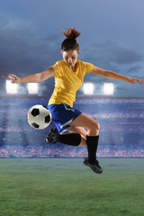 Female Soccer Player Performing Back Kick
