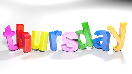 thursday colorful 3D write - 3D rendering