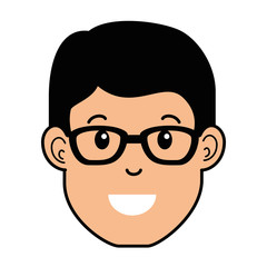 young man head avatar character vector illustration design