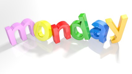 monday colorful 3D write - 3D rendering