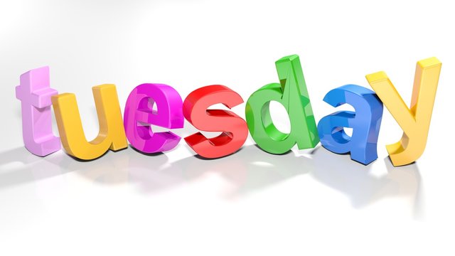 tuesday colorful 3D write - 3D rendering