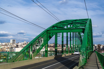 Belgrade, Serbia February 28, 2014: Old railway bridge over the Sava river in Belgrade