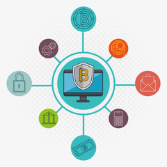 blockchain business set icons vector illustration design