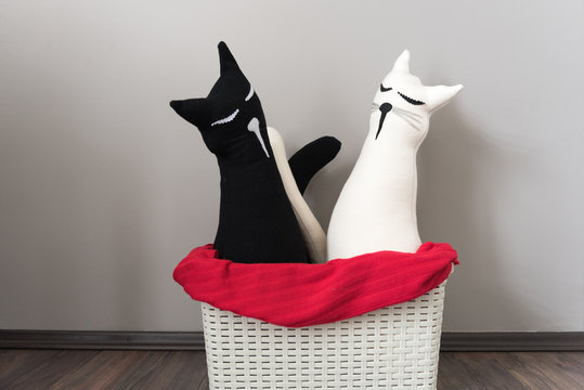 Decorative, black and white cat pillows - perfect gift