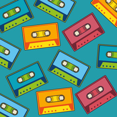 cassette music retro pop art pattern vector illustration design