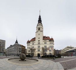 Fototapeta na wymiar Opava, Czech Republic / 14 of January, 2018, photo of upper square with city hall in Opava
