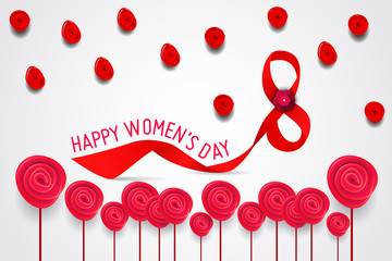 
Women day background. 8 march women's day greeting card. Happy Womens Day.  Card for 8 March women's day. Abstract background with flower. Vector illustration.