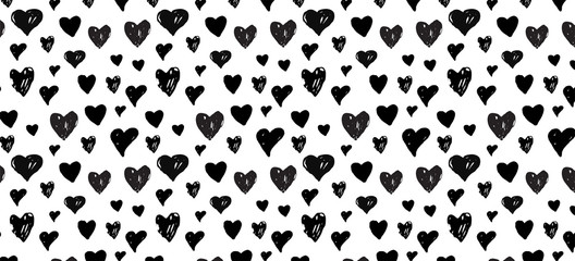 Fototapeta premium hand-drawn doodle pattern with hearts . banner template