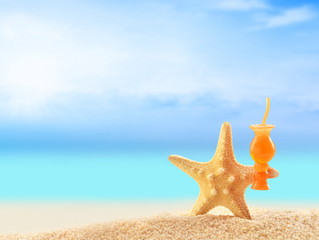 Fototapeta na wymiar Crazy starfish having fun on beach