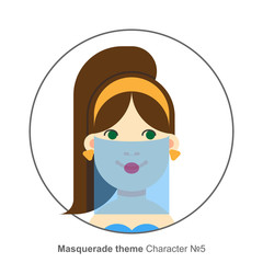 Character for masquerade party theme, Oriental belly dancer costume. Colored avatar. Flat cartoon style.