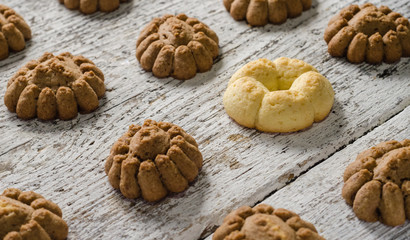Homemade brown and yellow tasty tea biscuits