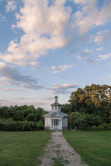 Pathway leading to cockpit building at Dundurn Castle in Hamilton, Ontario, Canada