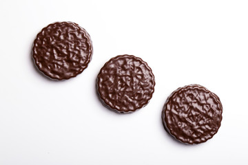 Chocolate chip cookies isolated on white background