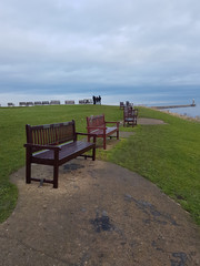 Memorial seats at Tynemouth Haven, United Kingdom